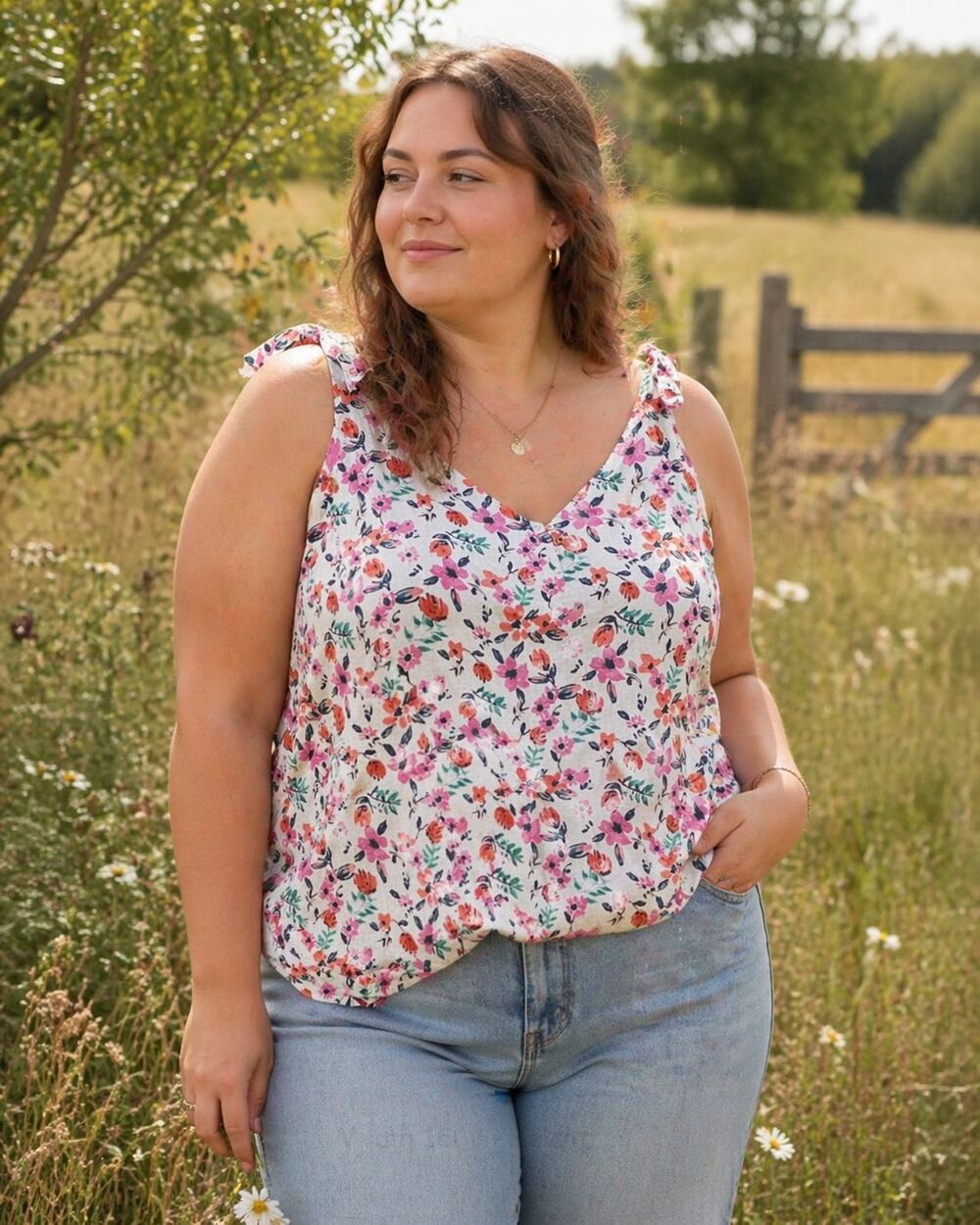 NWT St. John's Bay 2XL Floral Women's Blouse Cottage Prairie Bloom Farmhouse